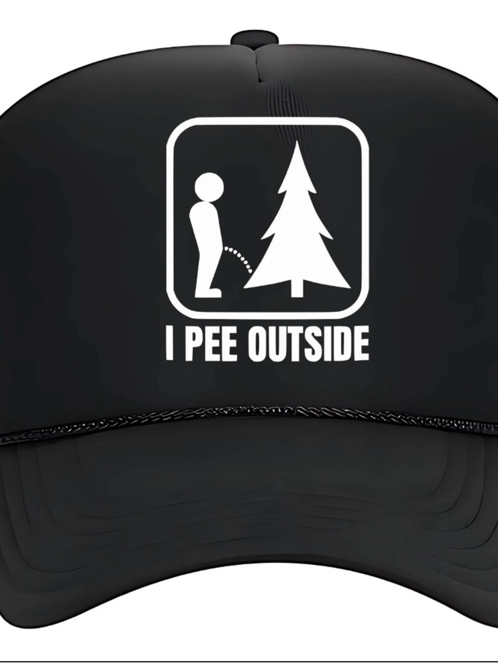 I Pee Outside Funny Camping Cap Hat Foam Trucker Mesh Snapback Black
